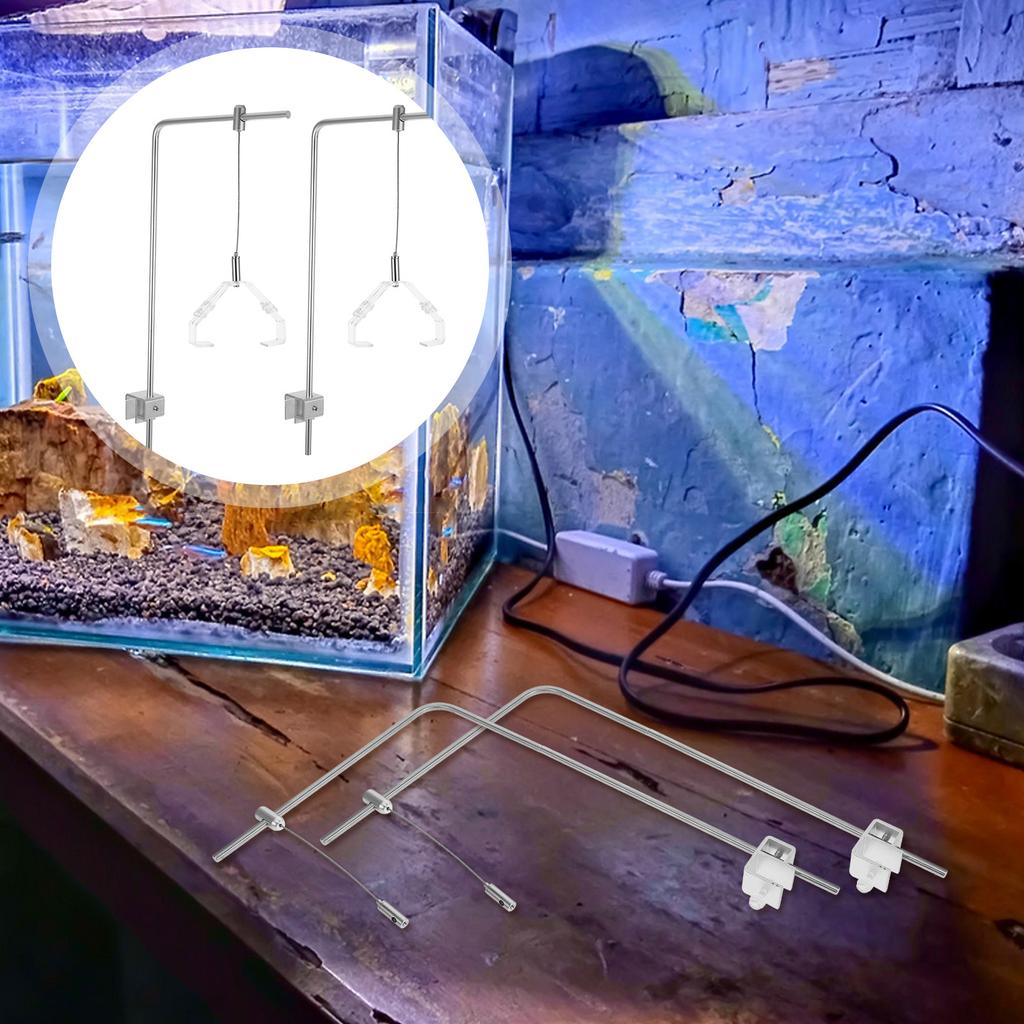 2 pièces Support de Lumière pour Aquarium Étagère pour Lampe d'Aquarium Aluminium Hauteur Réglable Réservoir sans Bordure Eau Salée Eau Douce Installation Facile Nouveau