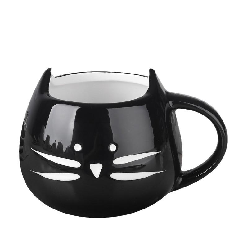 Niedliche Katze Keramiktasse Cartoon Tasse Schwarz und Weiß Tassenpaar Katze Tasse Haushalt Trinkwasser Tasse Kaffeetasse Geschenk