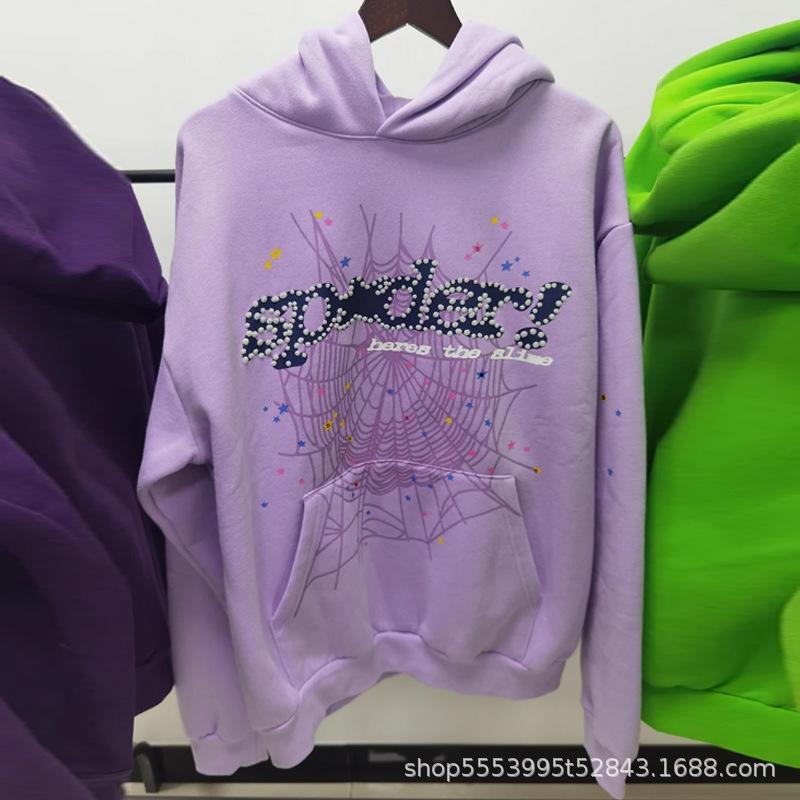 Nuovo brand trendy europeo e americano Sp5der felpa con cappuccio felpa tuta stampa ragnatela hip-hop uomo