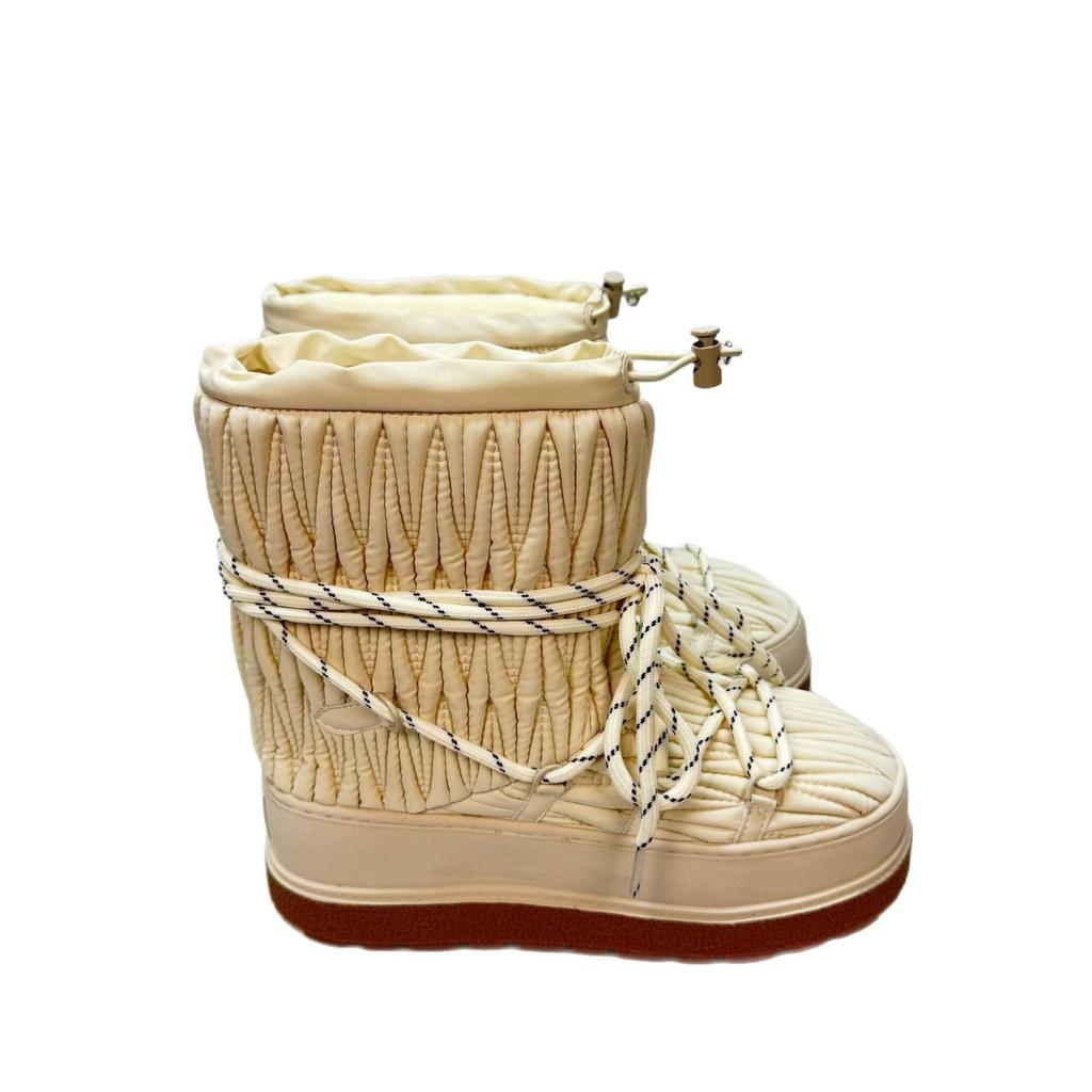 2024 Classic Lambswool Pleated Mid-Calf Ski Boots with Thick Soles