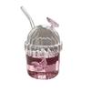 INS-Stil Hochborosilikat-Glasbecher mit Streifen und Schmetterlingen, Transparent für Wein, Milchtee, Saft oder Wasser.