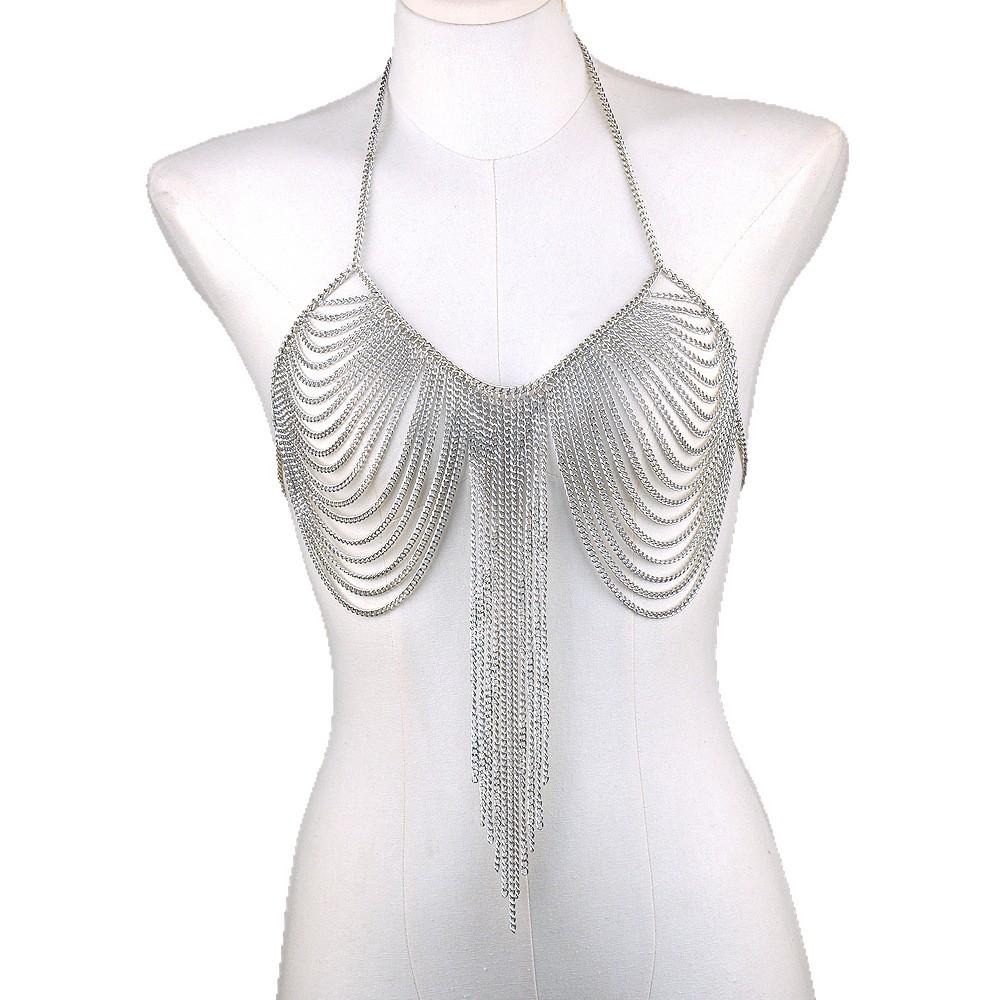 Sexy Multi-layer Tassel Metal Body Chain Necklace for Women