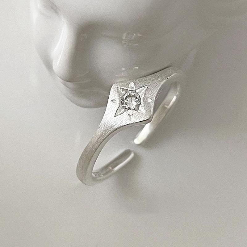 925 Silver Zircon Rings For Women Stars Frosting Design Trend Minimalism Jewelry Party Gift