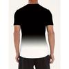 Summer Men's Gradient Color Casual Stretch Sports T-shirt, Round Neck Tee Shirt For Fashion