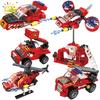 HUIQIBAO 387pcs 6in1 Fire Fighting Trucks Building Blocks City Rescue Helicopter Bricks 6 Fireman Toys For Children Kids Gift
