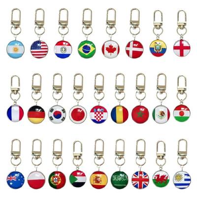 10PCS/Lot Trend Football Keychains Feature Bright Country Flags Rustproof Alloy And Glass Backpacks Decoration