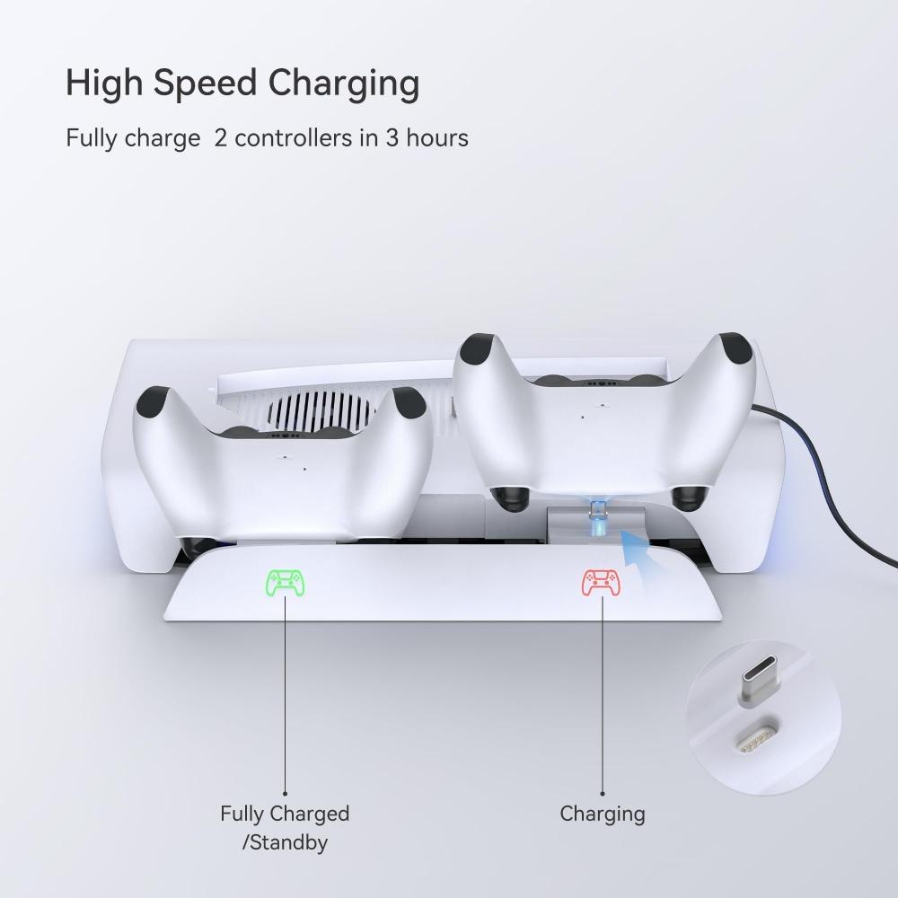 [Upgraded Version] PS5 Compatible Stand Vertical KIWIHOME PS5 Compatible Cooling Fan Updated Charging Design To Provide a More Comfortable Gaming Expe
