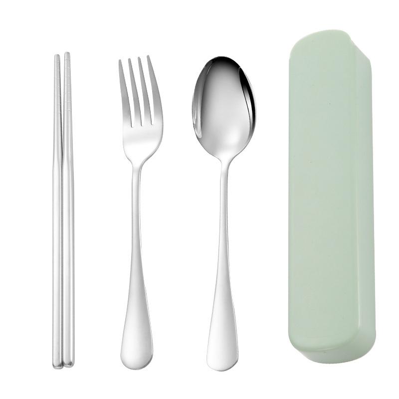 4Pcs/Set Portable Travel Tableware Set Stainless Steel Dinnerware With Box Kitchen Fork Spoon Dinner Set For Kid School Cutlery