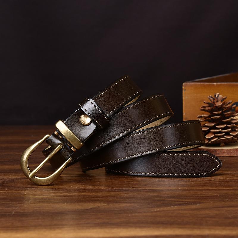 Leather Internet Celebrity Style Belt Female Korean Version Trend Versatile Personality Retro Pin Buckle First Layer Cowhide Jeans Belt Female