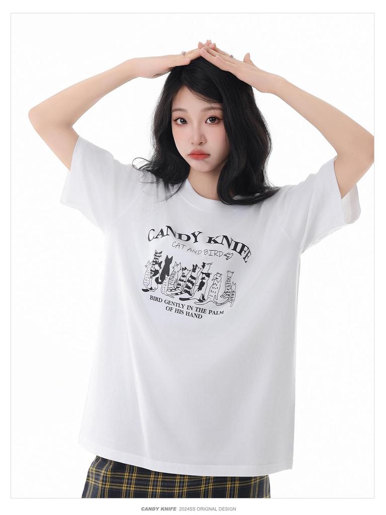 Hong Kong-Inspired Korean High-End White Short-Sleeve Women's Versatile Age-Reducing T-Shirt