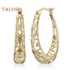 1 Pair Women Hoop Earrings U-shape Hollow Out Floral American Exaggerated Style Hanging Earrings Prom Party Dangling Earrings