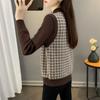 Sweater for Women Autumn Winter Thickened Warm Knitted Faux Two-Piece Knit Top Stretchy Long Sleeve Oversize Long-neck Tops