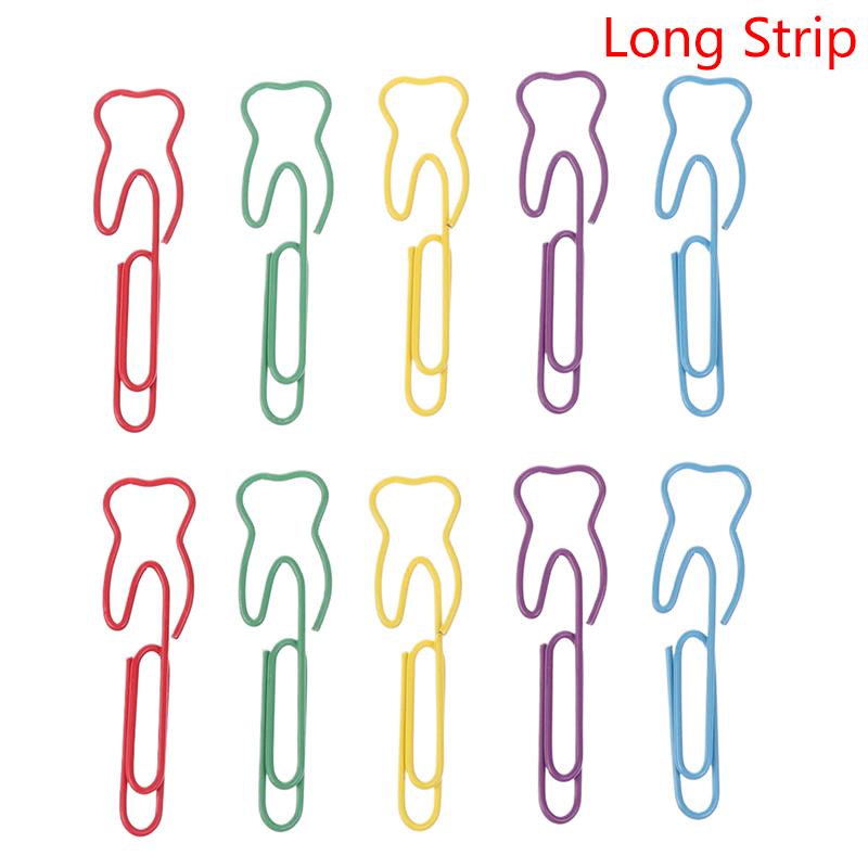 20Pcs Tooth Shape Metal Paper Clips Cute Colorful Paperclip Bookmark Note Memo Ticket Clip Dentist Gift Clinic Office Stationery