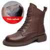 Botas de Mujer Retro Estilo Británico Zapatos de Cuero Para Mujer 2025 Nuevo Invierno Cálido Botines Tacón Cuadrado Zapatos de Plataforma