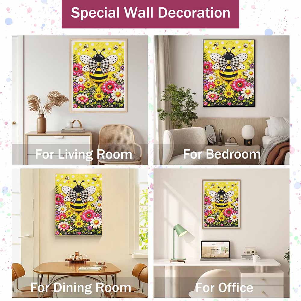 Diamond painting DIY cute bee with flowers kit for home room decoration