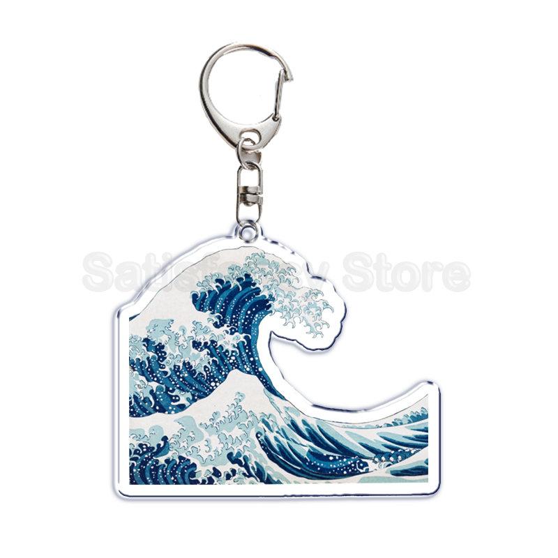 

Retro Art The Great Wave of Kanagawa Keychain Key Chain for Accessories Cute Bag Pendant Key Ring Jewelry Gift