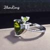 Natural Looking Peridot Open Ring with Heart Apple Design Trendy Women Accessories