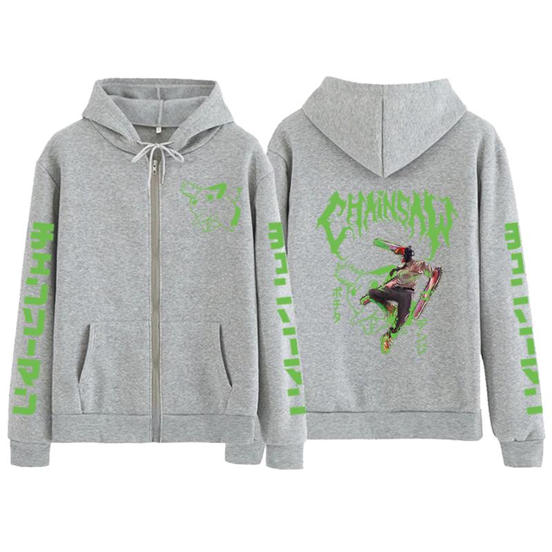 Chainsaw Man/Women Anime Print Zipper Coat Hoodies Japanese Anime Friend Harajuku Pochita Denji Sweatshirt Autum Winter Long Sleeve