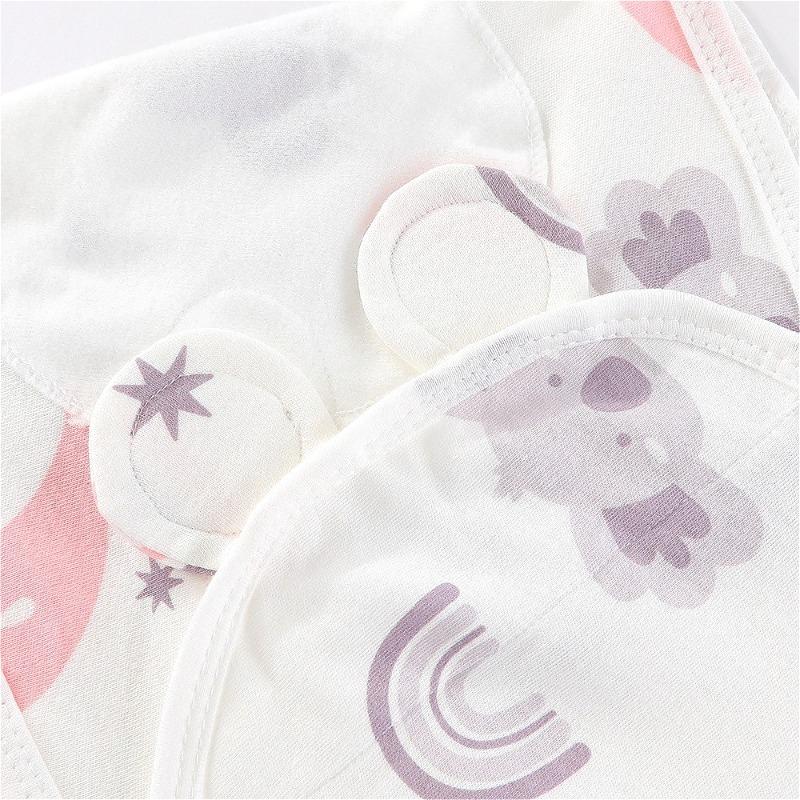 2PCS Set Newborn Swaddle Wrap with Bear Ear Hat Soft Cotton Anti‑Startle Adjustable Anti‑Kick Baby Sleepsack Breathable Infant Sleeping Blanket
