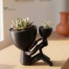 Cute Desktop Landscape Planter 3D Printed Mother Child Embracing Planter, Modern Minimalist Dual Succulents Multi Functional Storage Holder