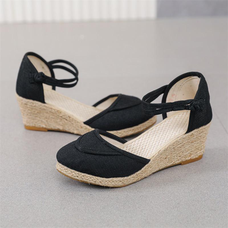Women's Summer 2025 New High Heel Sandals - Casual One-strap Korean Style Slope Heel