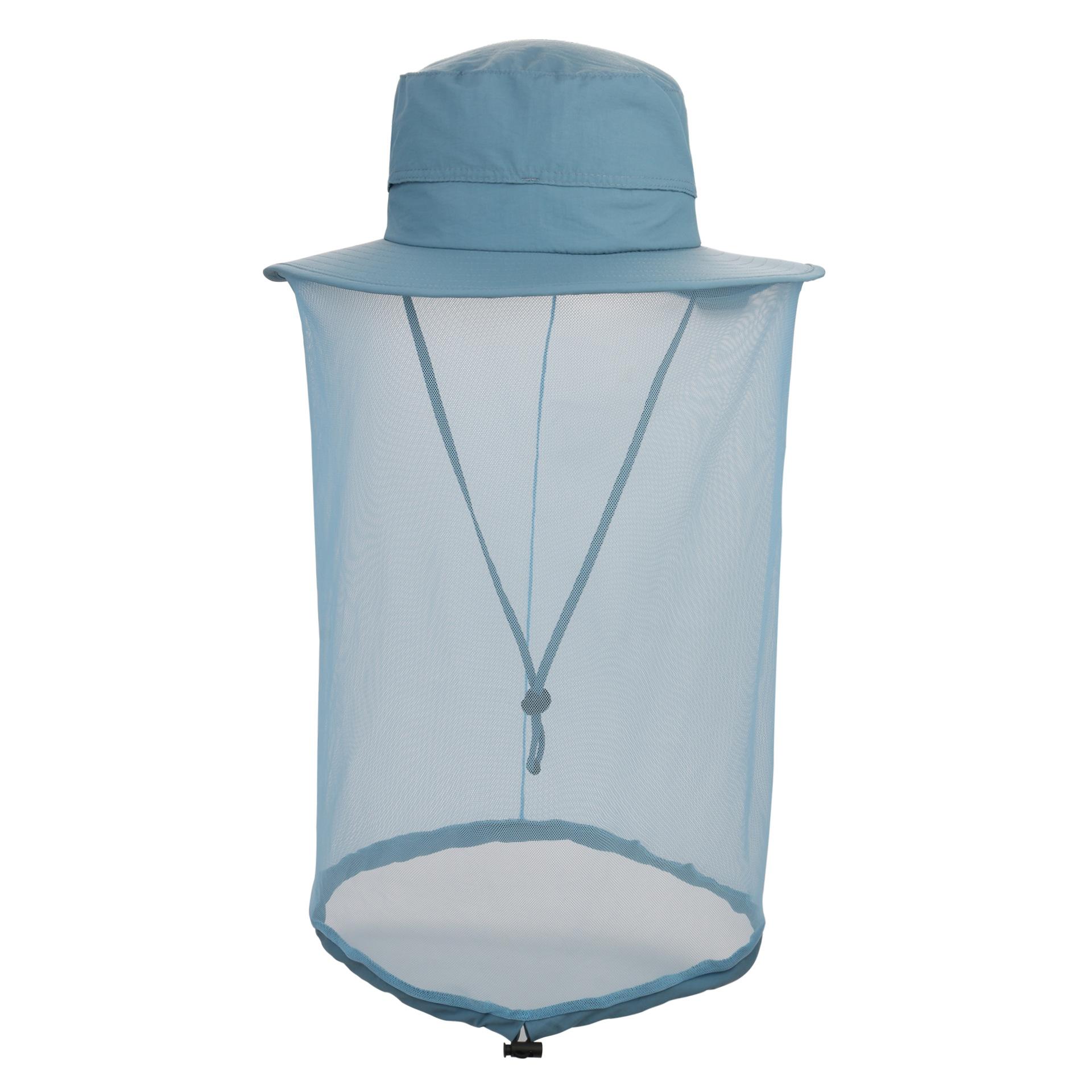 

Hat outdoor sun protection big eaves hat travel bucket hat anti-mosquito visor net gauze hat L（58-60cm） темно-синий