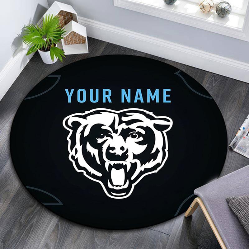 Custom Name,Chicago Bears pattern round rug,Carpet Rug for Living Room Bedroom Playroom ,Non-slip Floor Mat,Holiday Gifts and Birthday Gifts.