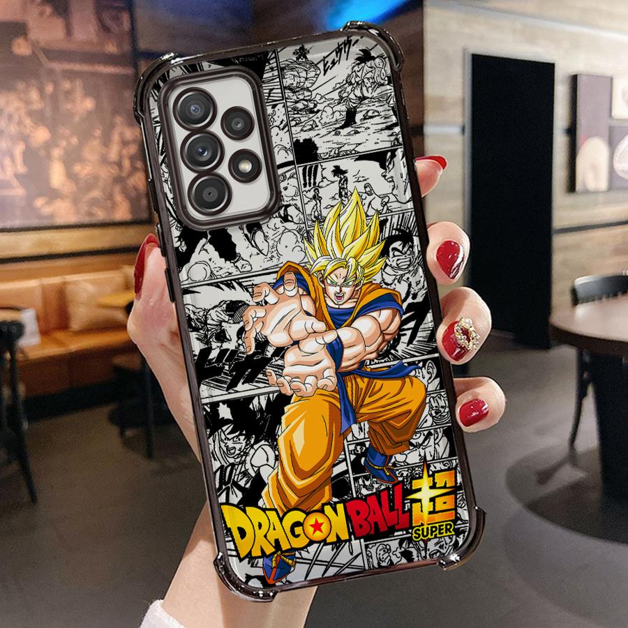 Průhledný kryt pro Samsung Galaxy A16 A35 A36 A52 A17 A24 A33 A15 A13 A21s A26 A25 Roztomilý kreslený anime Saiyan Goku