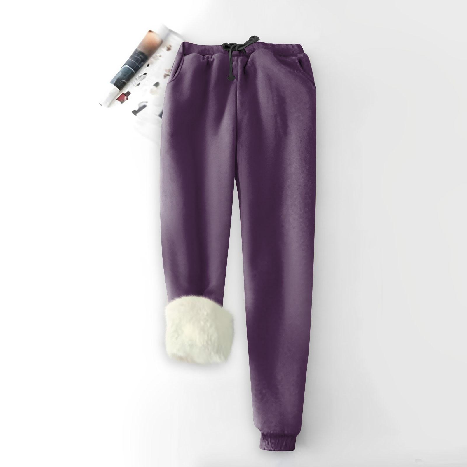 

Женские модные однотонные спортивные свободные утолщенные теплые флисовые брюки XL