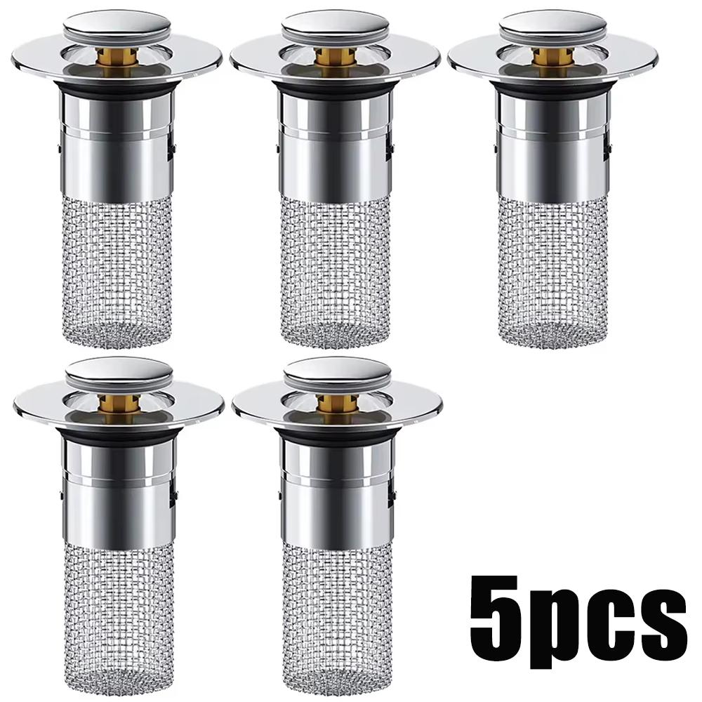 1-5pcs Stainless Steel Floor Drain Filter Deodorizing Bouncing Core Hair Catcher Shower Sink Strainer Insect Prevention Tools