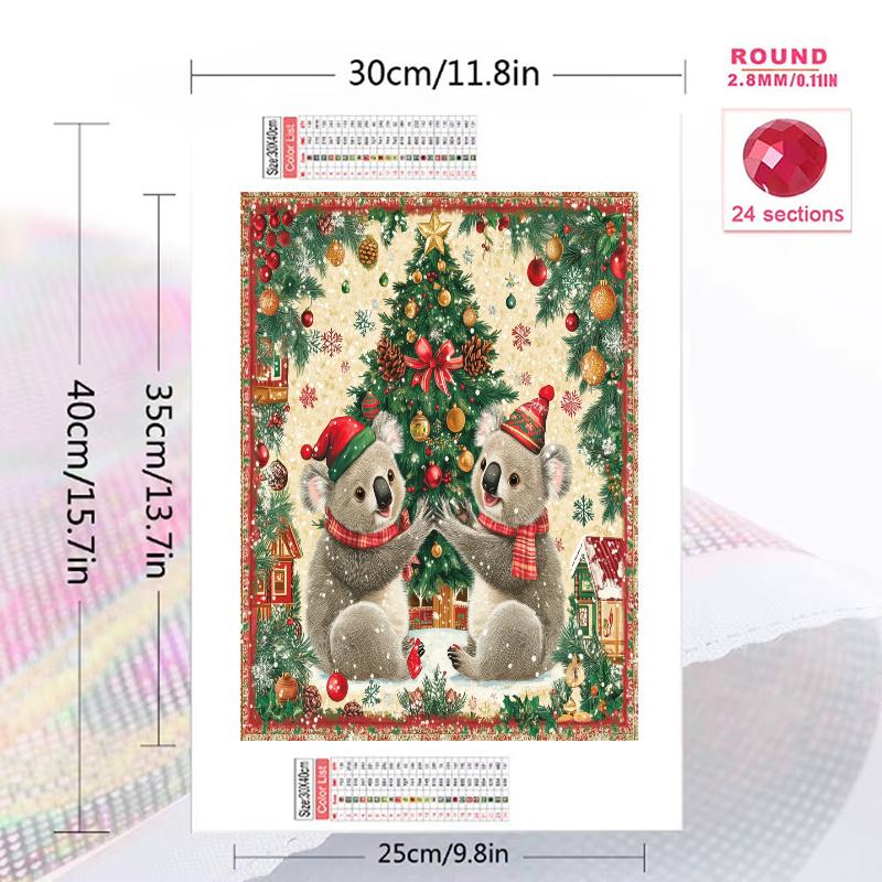 Christmas koala Pattern  3pcs 100% Round Full Drill 5D DIY Diamond Painting Embroidery Cross Stitch Rhinestone Décor