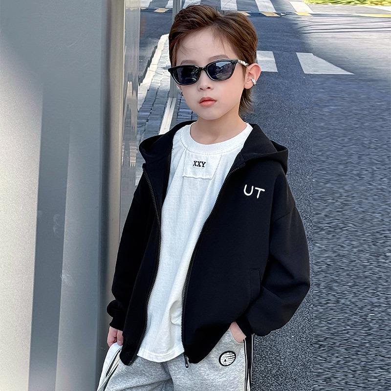 

Худи для мальчиков, осень 2025: Стильный кардиган и повседневный спортивный топ 140 cm чёрный