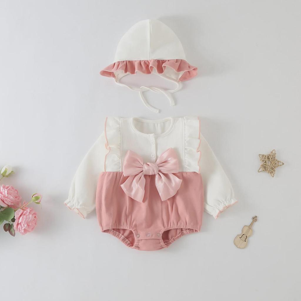 Autumn Newborn Baby Girl One-Piece Romper – Princess Design for 100-Day Celebration, Spring & Fall Wear