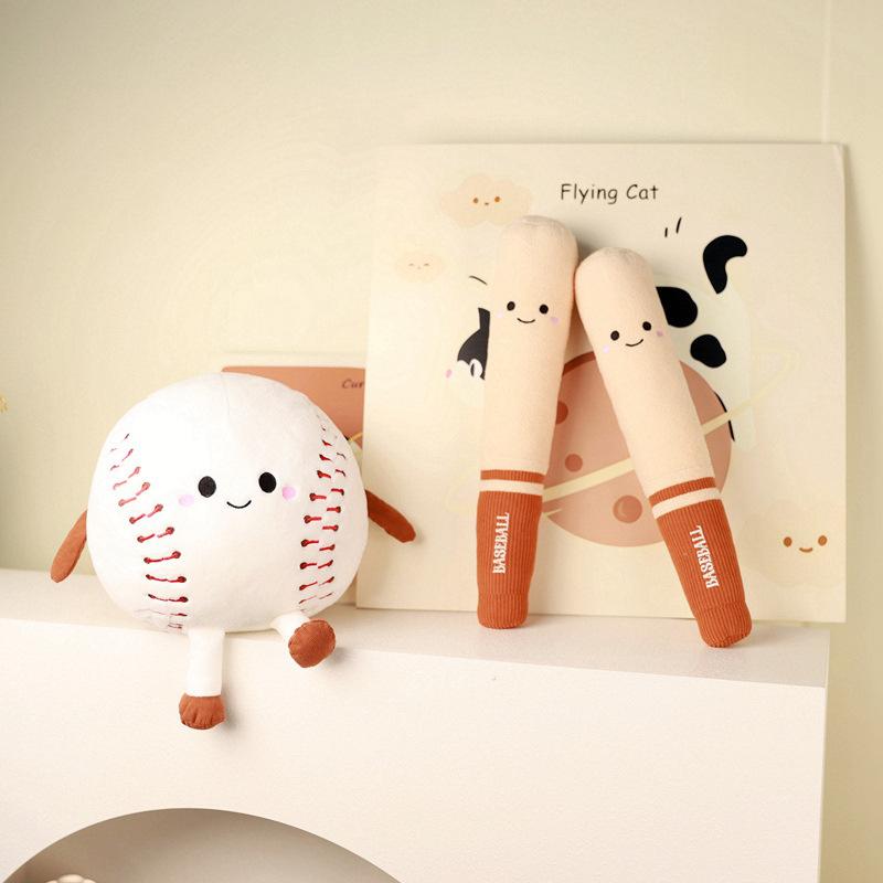 Creative Cute Baseball Doll Plush Toy Baseball Bat Ball Doll Children Soothing Rag Doll Birthday Gift