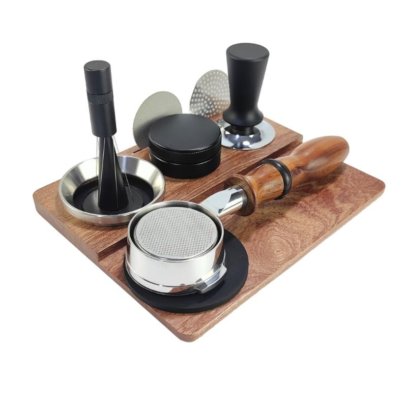 Wood Coffee Tamper Holder Wood Tamping Stand Espresso Tamping Station Coffee Tool Rack Wood Material for Coffee Lovers