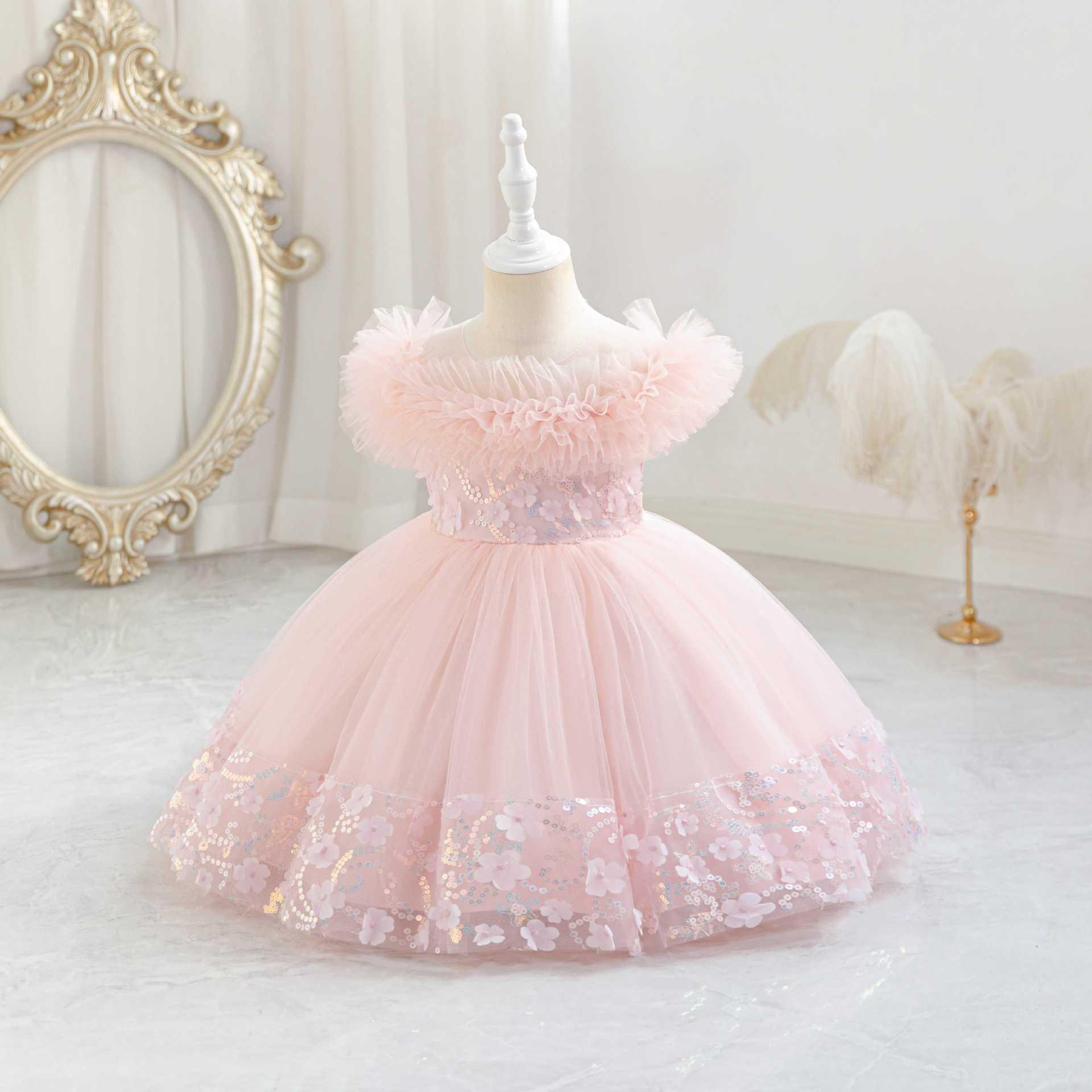 

Елегантна офіційна вечірня сукня для дівчинки з пишною спідницею для показу мод або виступу на піаніно 110 cm рожевий