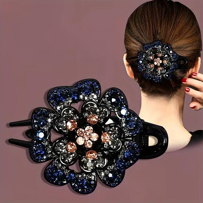 Resin Rhinestone Clip Elegant Fixed Headdress Hairpin Large Duck Clip Women Elegant Barrettes