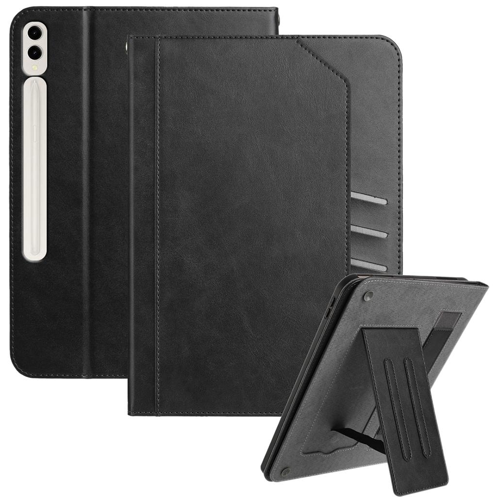 Stand Case for Samsung Galaxy Tab S10+/S9+/S9 FE+ Auto Wake/Sleep PU Leather Tablet Cover with Wallet/Hand Strap
