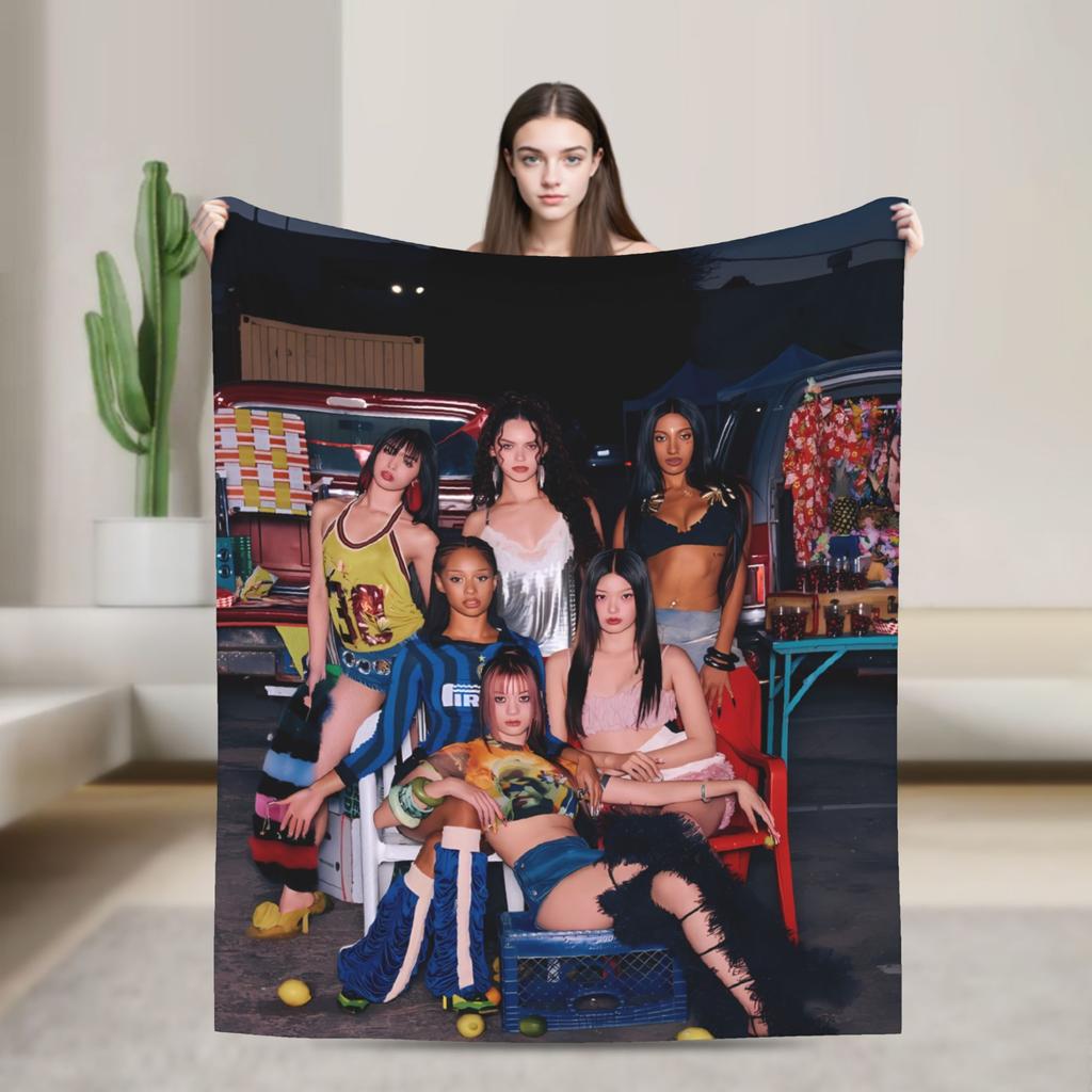 Katseye Kpop Music Girls Blankets Quality Warm Throw Blanket Winter Girls Boys Couch Chair Fluffy Bedspread
