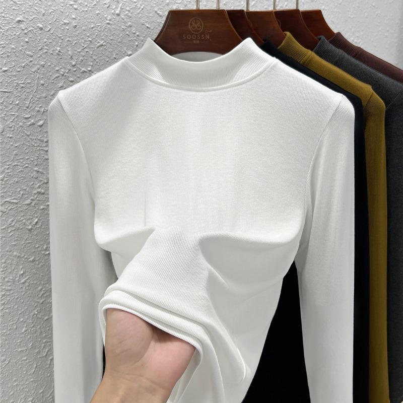 Small Stand-up Collar Bottoming Shirt Women's Inner Top Spring and Autumn New Basic Versatile Slim-fitting Long-sleeved T-shirt Women