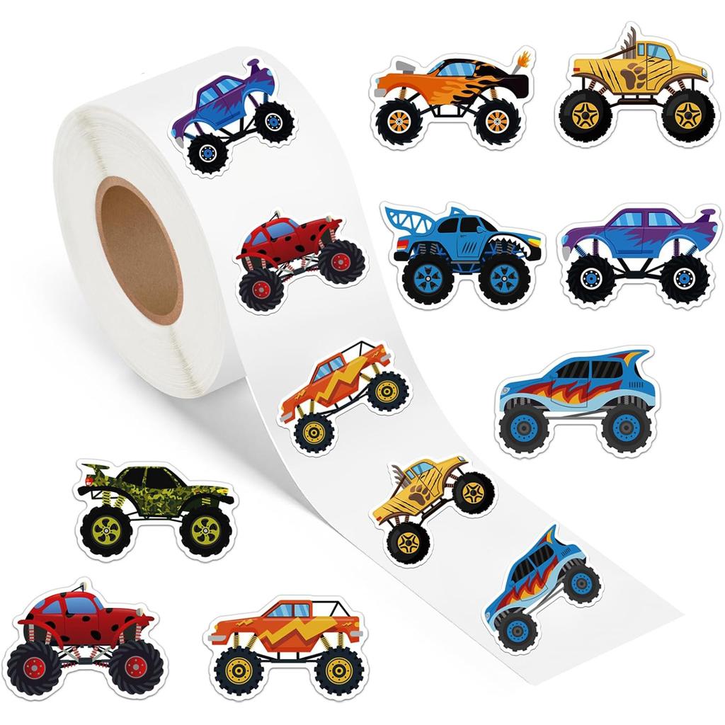 100-500pcs Monster Truck Stickers Children's Reward Sticker Gift Packaging, Sealed Labels, Scrapbook, Stationery Stickers