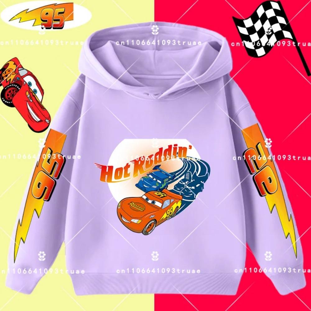 Cars Lightning McQueen Racing Children Hooded Sweatshirt Boy Girl Autumn Winter Daily Outdoor Vacation Casual Warm Sportswear
