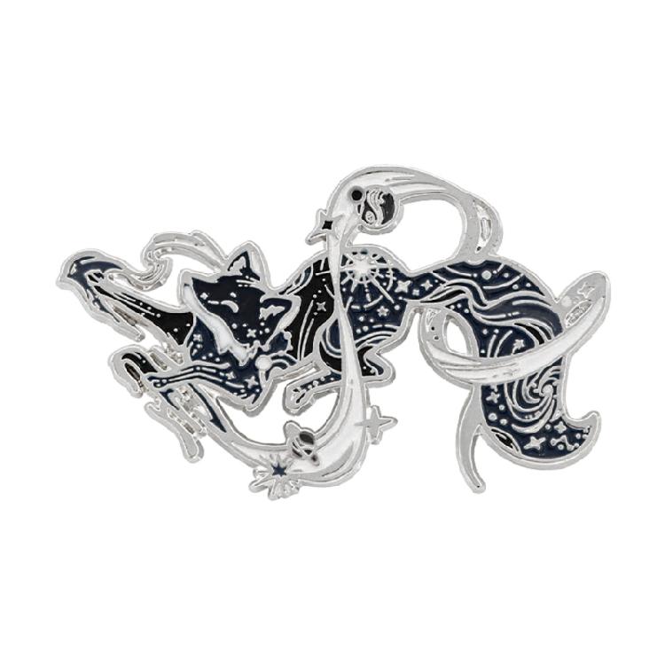 Sturdy Zinc Alloy Foxes Pin Featuring Starry Detailing Secure Clasp Foxes Brooch Ideal For Casual Or Formal Occasions
