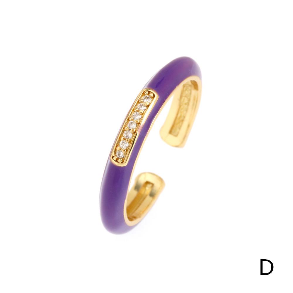 Trendy Colorful Zircon Drip Oil Stacking Ring for Spring/Summer