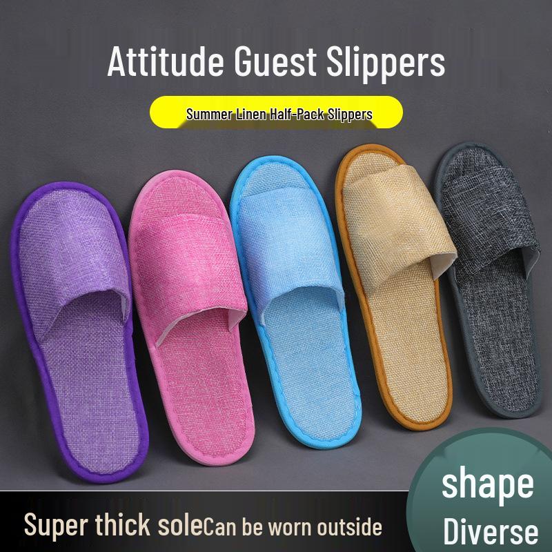 Thickened Non-Slip Disposable Open-Toe Guest Slippers for Hotels and Homes