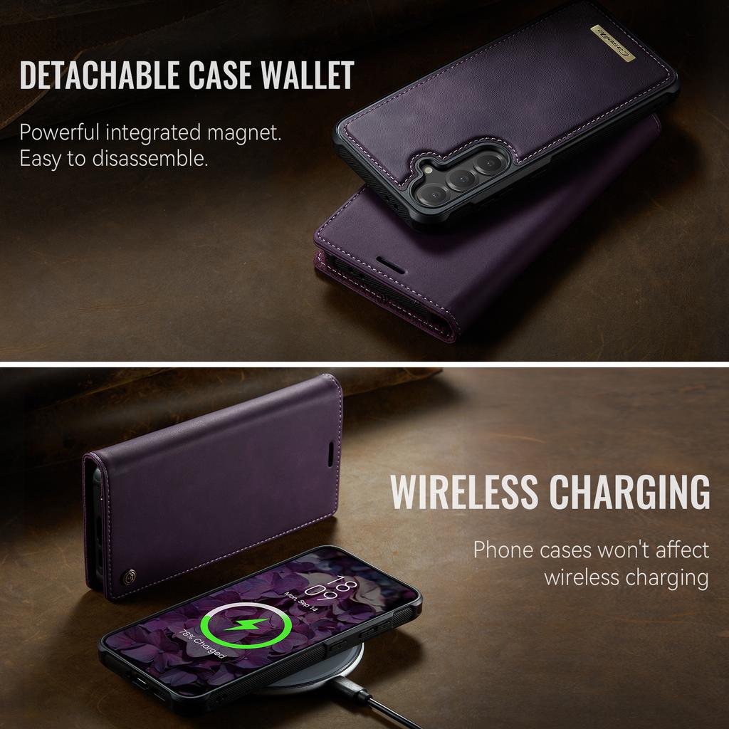 For Samsung Galaxy S25+/Galaxy S24+ Case CASEME C49 Compatible with MagSafe RFID Blocking Detachable Wallet Leather Phone Cover