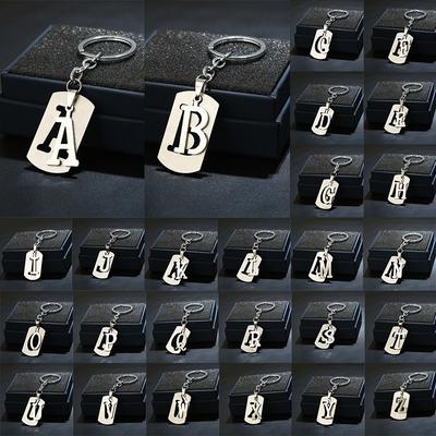 Stainless Steel A-Z Letters Key Chain 26 Letters Keychain Men Women Keyring Gift