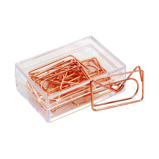 Decorative Metal Clips 10PCS Rose Gold Paper Clips, Cartoon Shape Stationery Gifts for Office Workers Bookmarks, Creative Documents Organizers