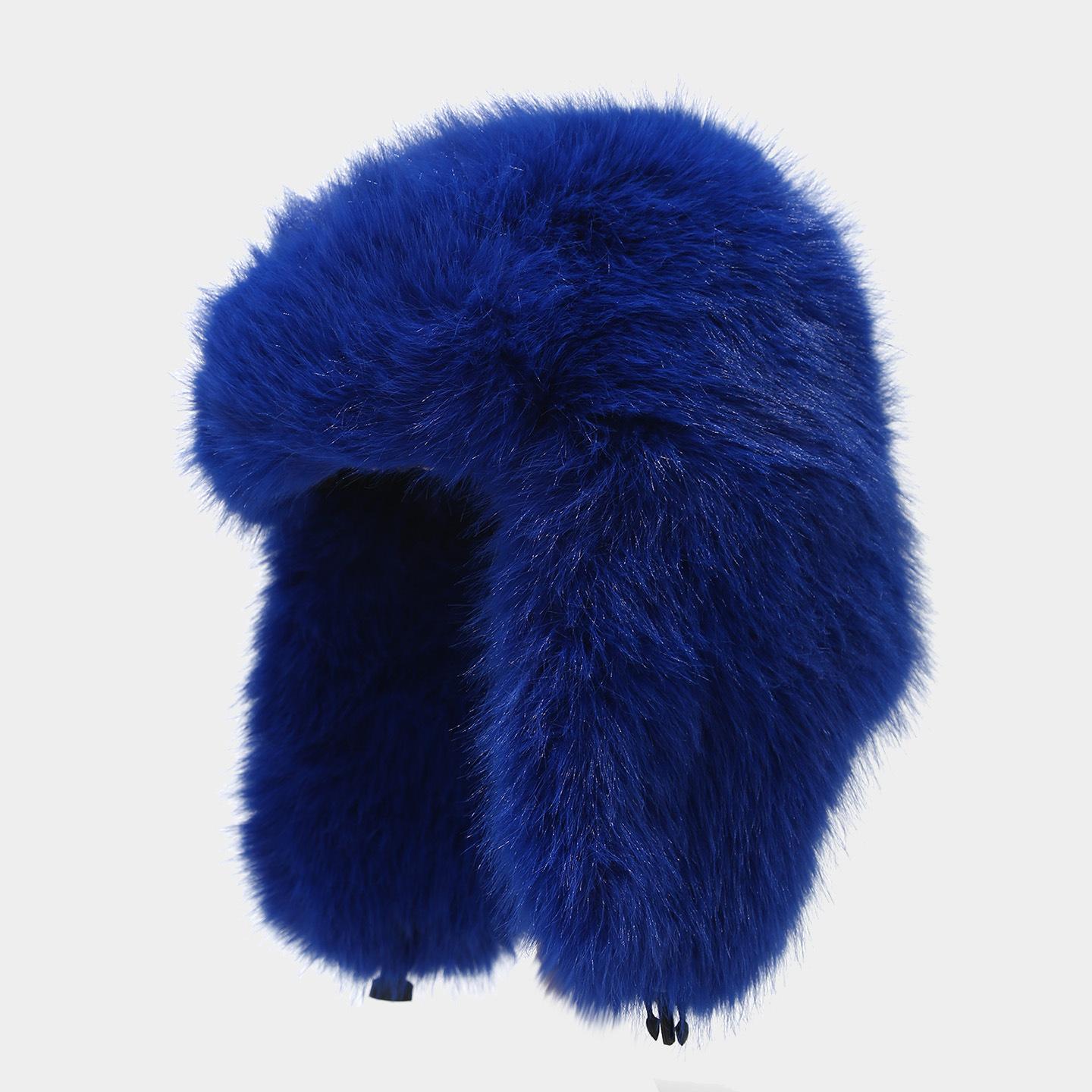 

Зимняя плюшевая шапка из искусственного меха для женщин, толстая пушистая шапка с защитой ушей, ветрозащитный теплый головной убор, шапка-ушанка, женская панама, русская шапка average size королевский синий