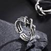 Retro Woven Metal Ring for Men Boys,Irregular 3 Layers Knot Opening Ring,New Punk Jewelry Gifts
